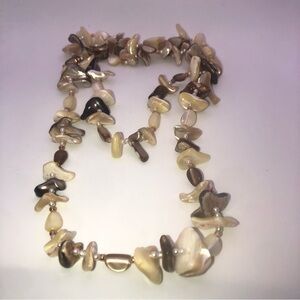 Vtg MOP Shell Beaded Endless Necklace No Clasp - 36”